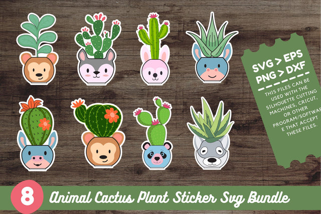 Animal Cactus Plant Sticker Bundle SVG Regulrcrative 