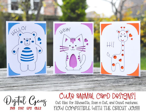 Animal card designs. SVG Digital Gems 