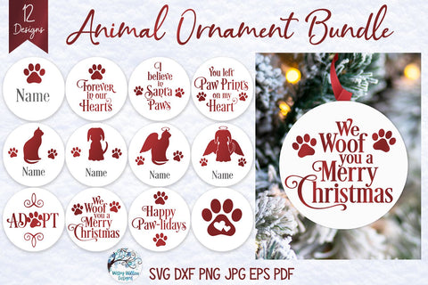 Animal Christmas Ornament SVG Bundle SVG Wispy Willow Designs 