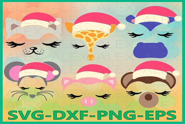 Animal Christmas SVG, Animal Face SVG AlexSVGStudio 