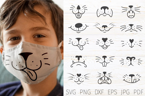 Animal face mask svg, face mask bundle kids, mask designs SVG Digital Rainbow Shop 