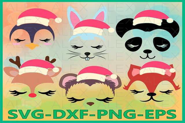 Animal Face Svg, Animal Christmas SVG AlexSVGStudio 
