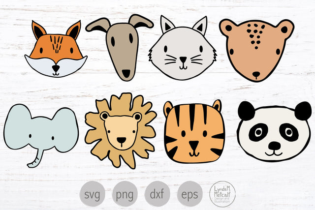 Animal Faces Bundle Svg, Cute Animals Svg Bundle SVG Lynda M Metcalf 