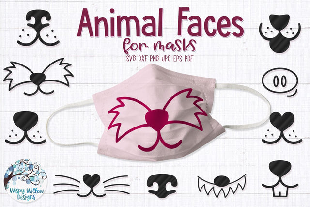Animal Faces for Masks SVG Bundle SVG Wispy Willow Designs 