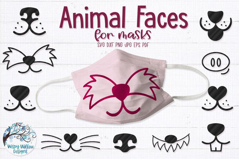 Animal Faces for Masks SVG Bundle SVG Wispy Willow Designs 