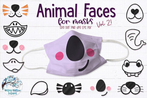 Animal Faces for Masks SVG Bundle SVG Wispy Willow Designs 
