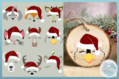 Animal Faces with Santa Hat SVG Bundle SVG Harbor Grace Designs 