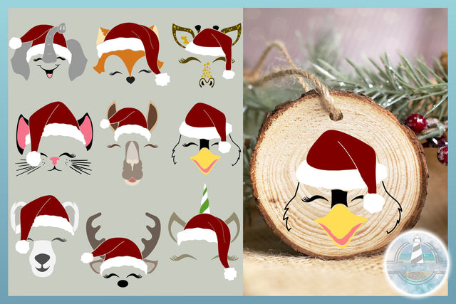 Animal Faces with Santa Hat SVG Bundle SVG Harbor Grace Designs 