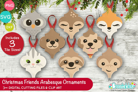 Animal Friends Arabesque Ornaments SVG Printable Cuttable Creatables 