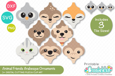 Animal Friends Arabesque Ornaments SVG Printable Cuttable Creatables 