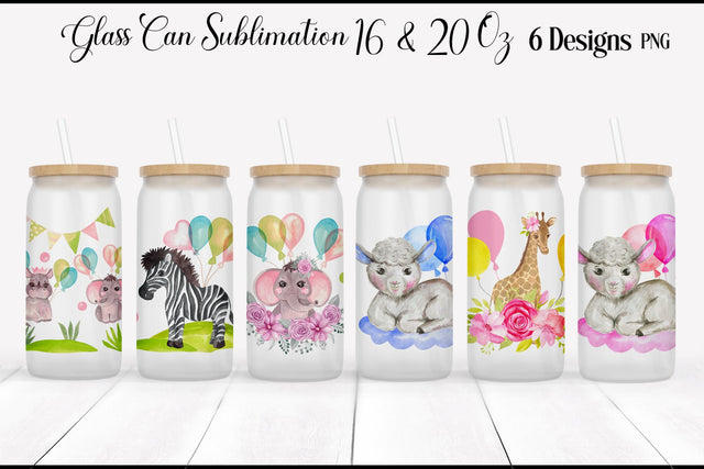 Animal Glass Can Wrap Sublimation WatercolorColorDream 