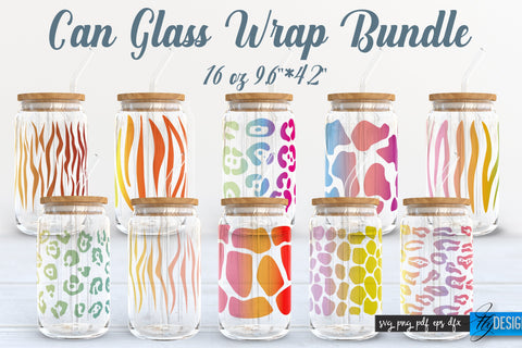 Animal Glass Can Wrap SVG | 16 oz Libbey Glass Can Wrap SVG SVG Fly Design 