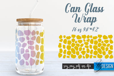 Animal Glass Can Wrap SVG | Giraffe Can SVG Fly Design 