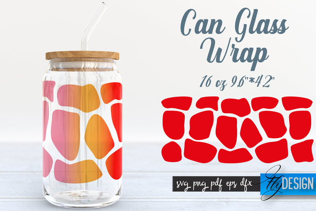 Animal Glass Can Wrap SVG | Giraffe Can SVG Fly Design 