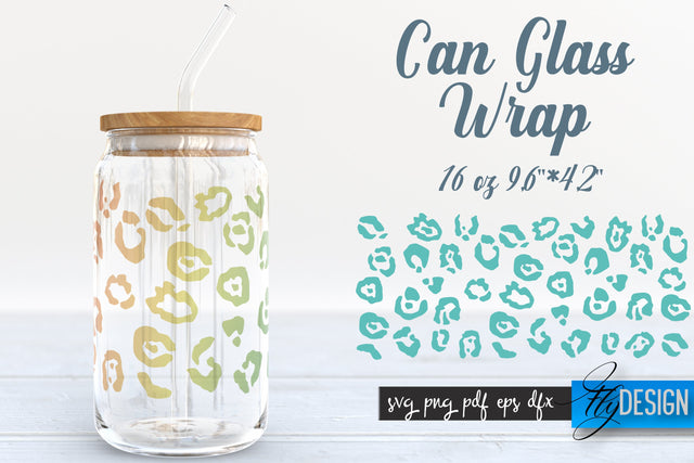 Animal Glass Can Wrap SVG | Leopard Can SVG Fly Design 