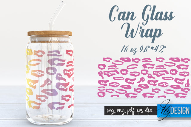 Animal Glass Can Wrap SVG | Ocelot Can SVG Fly Design 