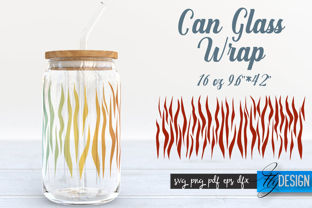Animal Glass Can Wrap SVG | Tiger Can SVG Fly Design 