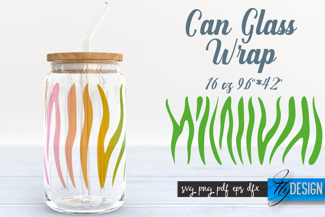 Animal Glass Can Wrap SVG | Zebra Can SVG Fly Design 