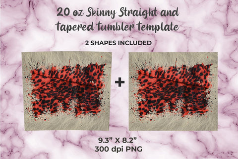 Animal Hair & Leopard 20oz Skinny Tumbler Wrap Template Sublimation Sublimatiz Designs 