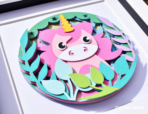 Animal Layered paper designs. Lion, Unicorn, Panda, Giraffe. SVG Digital Gems 