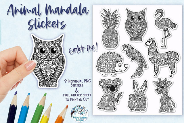 Animal Mandala Stickers PNG Sublimation Wispy Willow Designs 