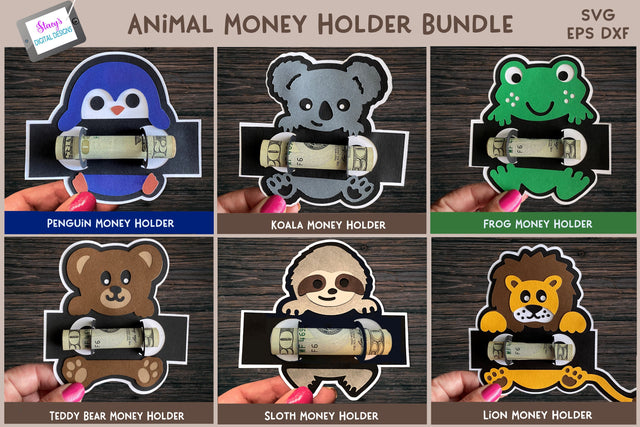Animal Money Holder Bundle | Kids Money Card SVGs SVG Stacy's Digital Designs 