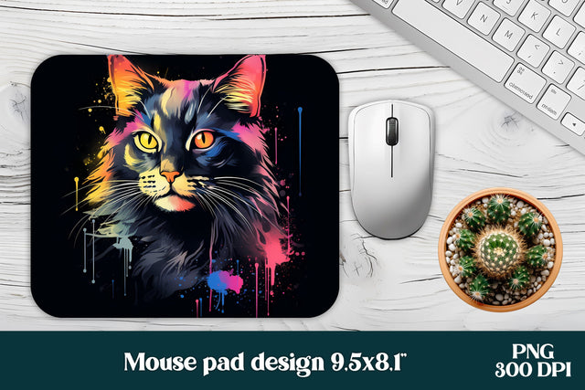 Animal mouse pad | Rainbow cat mousepad Sublimation Svetana Studio 