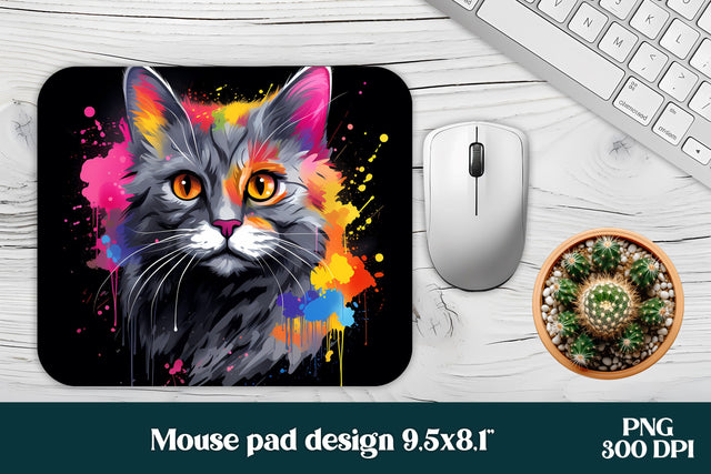 Animal mouse pad sublimation | Rainbow cat mousepad PNG Sublimation Svetana Studio 