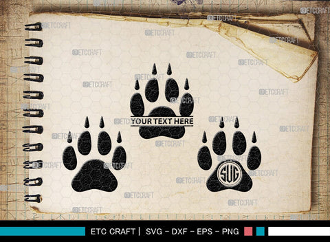 Animal Paw Monogram, Animal Paw Silhouette, Animal Paw SVG, Paw Print Svg, Dog Paw Svg, Cat Paw Svg, SB00223 SVG ETC Craft 