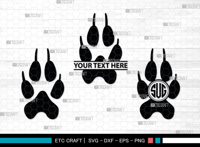 Animal Paw Monogram, Animal Paw Silhouette, Animal Paw SVG, Paw Print Svg, Dog Paw Svg, Cat Paw Svg, SB00223 SVG ETC Craft 