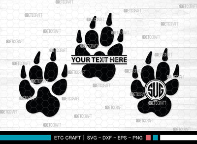 Animal Paw Monogram, Animal Paw Silhouette, Animal Paw SVG, Paw Print Svg, Dog Paw Svg, Cat Paw Svg, SB00223 SVG ETC Craft 