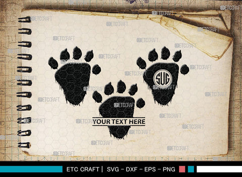 Animal Paw Monogram, Animal Paw Silhouette, Animal Paw SVG, Paw Print Svg, Dog Paw Svg, Cat Paw Svg, SB00223 SVG ETC Craft 