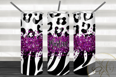 Animal Print 20oz Skinny Tumbler Sublimation Pattern Holographic Pink Glitter SVG Marlene Campos 
