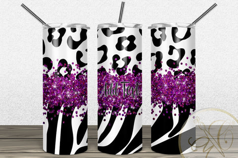 Animal Print 20oz Skinny Tumbler Sublimation Pattern Hot Pink Glitter SVG Marlene Campos 