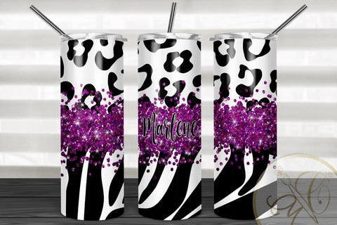 Animal Print 20oz Skinny Tumbler Sublimation Pattern Hot Pink Glitter SVG Marlene Campos 
