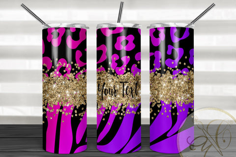 Animal Print 20oz Skinny Tumbler Sublimation Pattern Purple and Pink Sublimation Marlene Campos 
