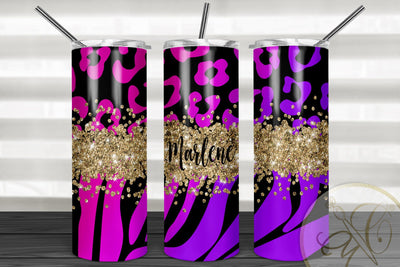 Animal Print 20oz Skinny Tumbler Sublimation Pattern Purple and Pink Sublimation Marlene Campos 