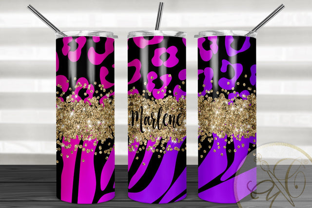 Animal Print 20oz Skinny Tumbler Sublimation Pattern Purple and Pink Sublimation Marlene Campos 