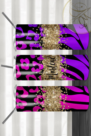 Animal Print 20oz Skinny Tumbler Sublimation Pattern Purple and Pink Sublimation Marlene Campos 