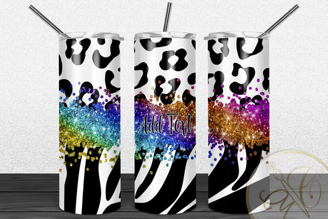 Animal Print 20oz Skinny Tumbler Sublimation Pattern Rainbow Glitter Sublimation Marlene Campos 