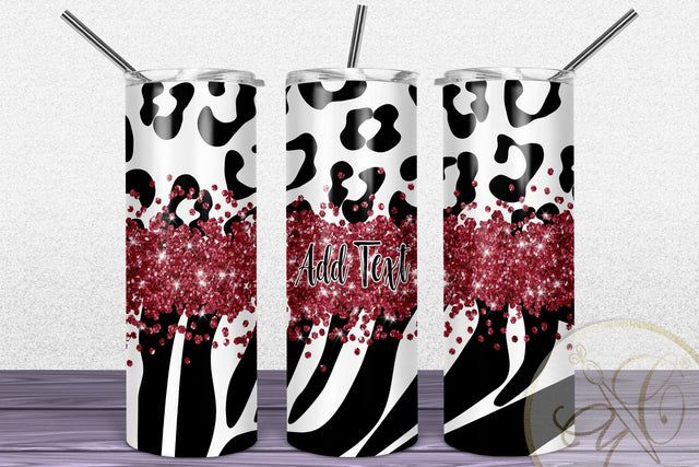 Animal Print 20oz Skinny Tumbler Sublimation Pattern Red Glitter Sublimation Marlene Campos 