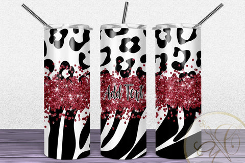 Animal Print 20oz Skinny Tumbler Sublimation Pattern Red Glitter Sublimation Marlene Campos 