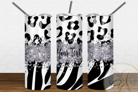 Animal Print 20oz Skinny Tumbler Sublimation Pattern Silver Glitter Sublimation Marlene Campos 