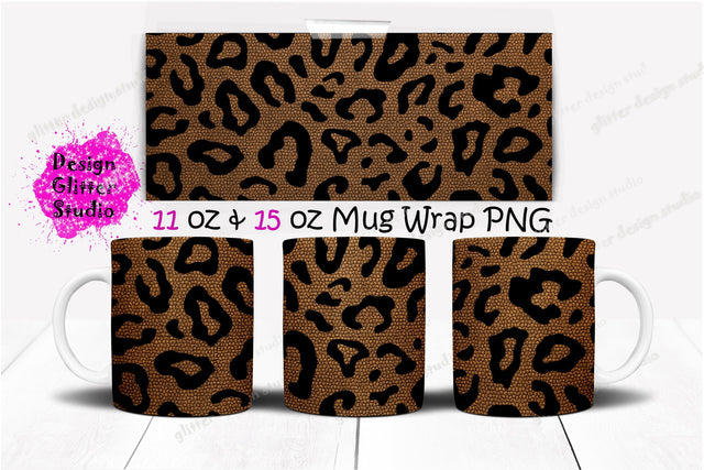 Animal Print Blush Coffee Mug Sublimation Template,Leopard Full Mug Wrap Background,11oz & 15 oz Ceramic Mug Sublimation Wrap digital design Digital Pattern ArtStudio 