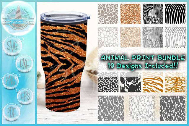 Animal Print Bundle SVG - Cow Tiger Giraffe Leopard Zebra SVG Harbor Grace Designs
