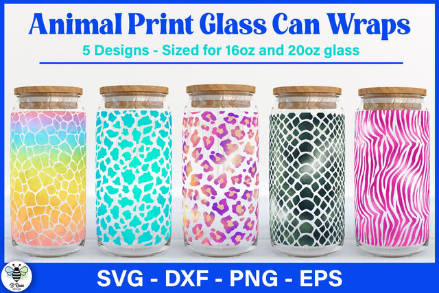 Animal Print Can Glass Wraps | 16oz and 20oz Libbey Glass SVG SVG B Renee Design 