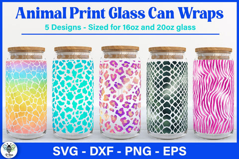 Animal Print Can Glass Wraps | 16oz and 20oz Libbey Glass SVG SVG B Renee Design 