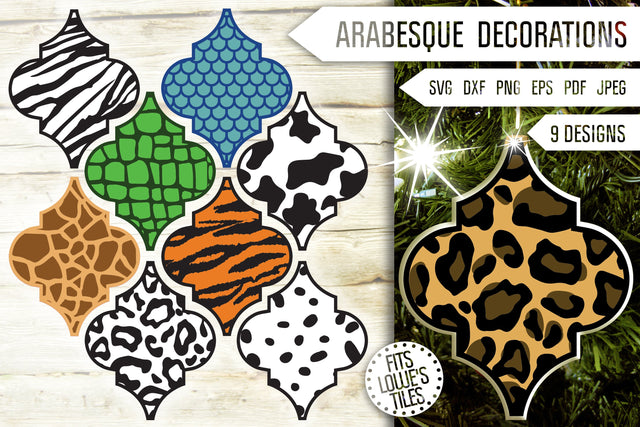Animal Print Christmas Arabesque Tile Ornament Svg Bundle. Arabesque Animal Skin Svg. Lowe's Tile Svg. Animal Pattern Dxf Eps Png Pdf SVG Mint And Beer Creations 