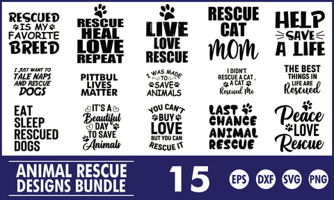 Animal Rescue SVG Designs Bundle SVG PatternFeed8 