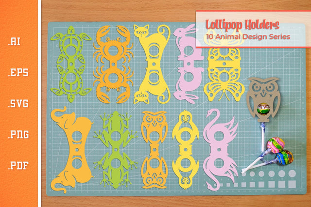 Animal Series Lollipop Holders SVG Paper Cut Files SVG Slim Studio 